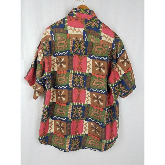 B MAX Retro Vibrant Hip Hop Short Sleeve Shirt Size XL 100% SILK BMAX - Picture 2 of 5